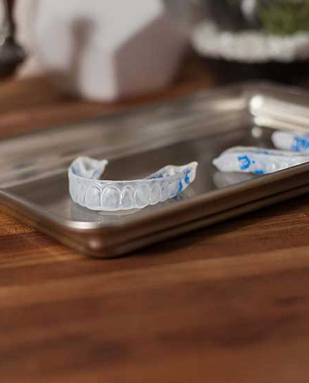 Mouth guards on a tray