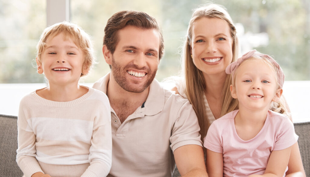 family with white and bright smiles 